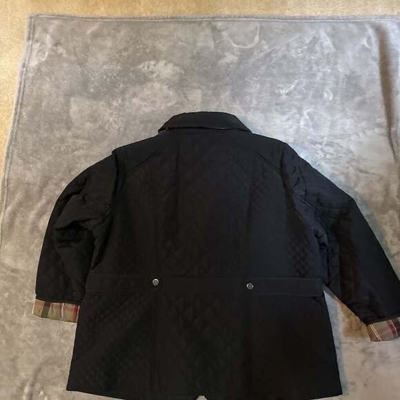 Liz Claiborne Black Quilted Everyday Coat Jacket Zip Snap Button - Picture 7 of 8